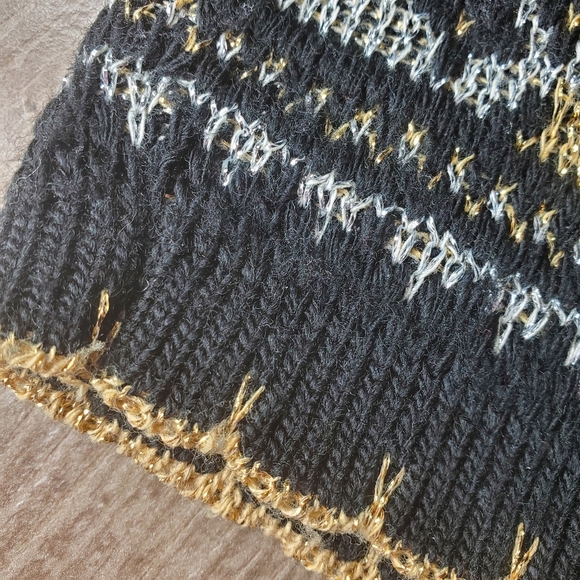 Dana Scott Metallic Floral Long Sleeve Black and Gold Vintage Sweater Top NWOT - Picture 10 of 17